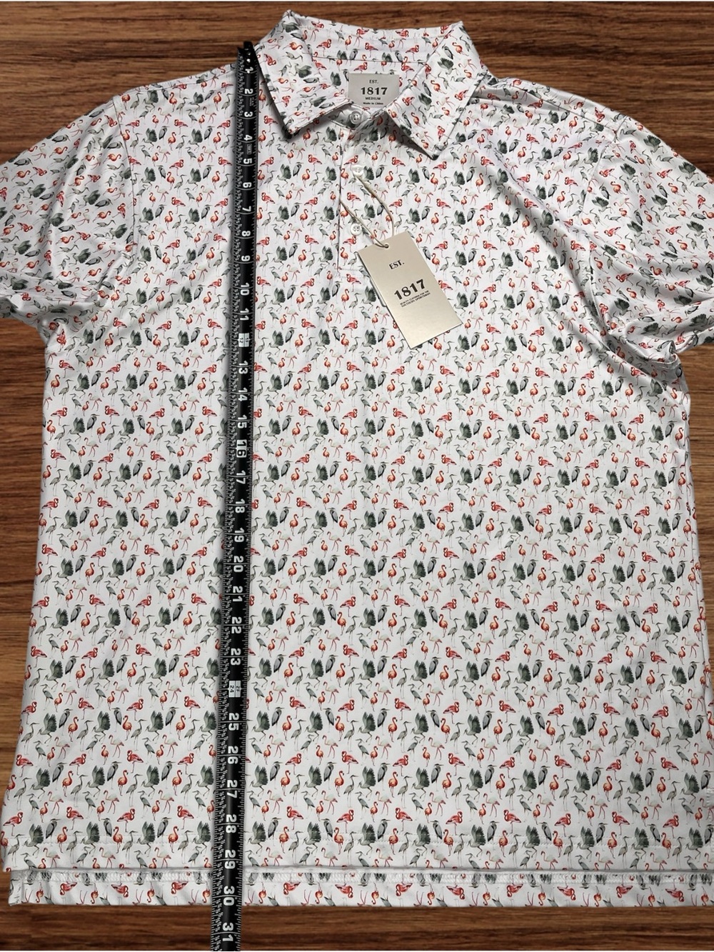 EST. 1817 Men’s White Performance Golf Polo. Medium - Picture 6 of 9
